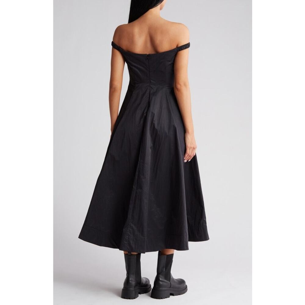 New Free People Alinda Dress $228 SIZE 0 Black Off-The-Shoulder Midi - Picture 3 of 9